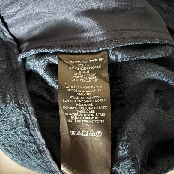 Anthropologie Jacquard Slim Fit Navy Blue Pants Size 10 Holiday Office - Picture 11 of 12